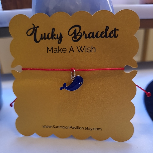 Sterling Silver Whale Charm Chinese Red String Bracelet轉運紅繩手鍊 - Picture 2 of 4